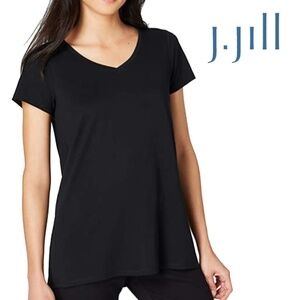 J. Jill Elliptical Tee Tank T Shirt Pima Cotton Short Sleeve V-Neck Relaxed Fit